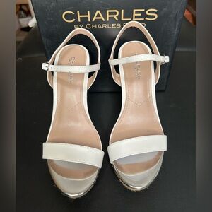 Charles by Charles David White wedge heel
